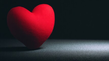 A huge glowing red heart floats on a black velvet background, creating a romantic and dramatic effect.