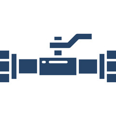 Simple Blue Industrial Pipe Valve Icon on White Background Ideal for Technical Diagrams and Plumbing Concepts