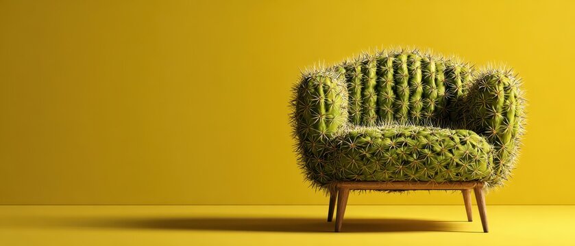 Cactus armchair symbolizing discomfort and pain, conceptual metaphor for hemorrhoids