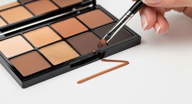 Makeup palette eyeshadow brush beauty cosmetics fashion style glamour elegance colors shades pigment blend application tutorial artistry professional product