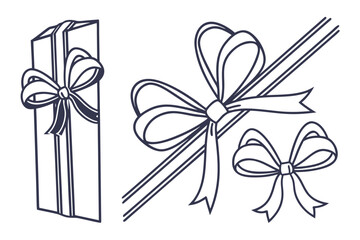 Naklejka premium Gift Box and Decorative Ribbons and Bows present wrapping