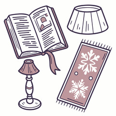 Cozy Reading Corner Objects with Snowflake Motif book