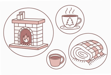 Winter Hearth Scene with Festive Drink and Blanket