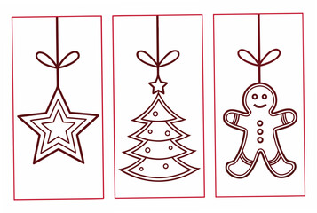Hanging Christmas Ornaments Star Tree and Gingerbread Man