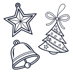 Christmas Ornaments Star Bell and Tree Outline christmas tree