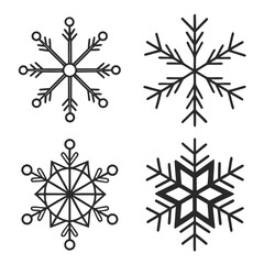 Four Black And White Snowflake Icons With Geometric Patterns