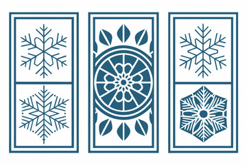 Blue Geometric Snowflake and Mandala Panels pattern