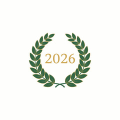 Happy New Year 2026 Celebration A Year of Growth and Achievement with a Laurel Wreath symbol representing success and prosperity