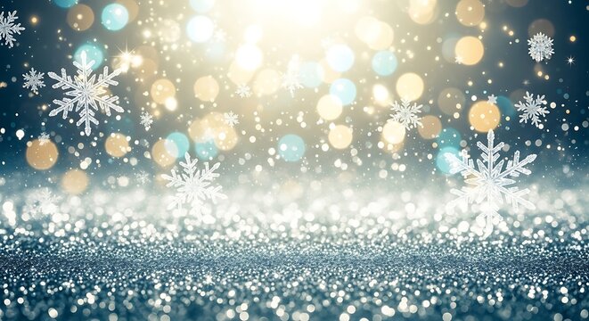Sparkling Winter Wonderland with Snowflakes and Glitter