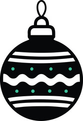 Black christmas ornament with green dots isolated on