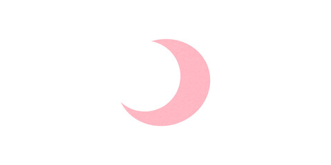 Naklejka premium Pink crescent moon paper cutout, moon icon, waxing moon symbol, crescent moon icon symbol set on transparent background.