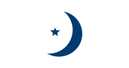 Blue crescent paper cutout, moon icon, waxing moon symbol, crescent moon icon symbol set on transparent background.