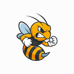 Angry Hornet Mascot Cartoon Vector Logo