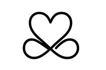 Black line art heart shape combined with infinity symbol outline