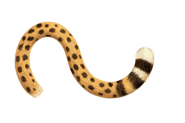 Naklejka premium Curved cheetah tail with spotted fur and striped tip detail