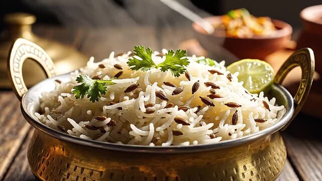 Fragrant jeera rice with cumin seeds