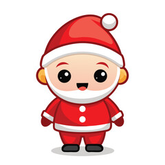 Cute santa claus cartoon character isolated on for christmas