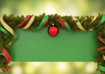 Christmas garland with ornate ribbons and red ornament