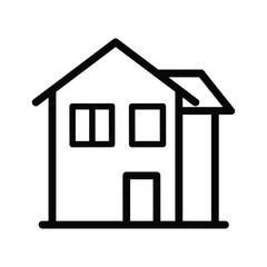 Simple outline icon of a two story house with windows and door