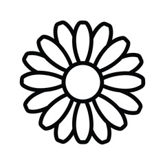 Simple outline drawing of a daisy flower with petals and center