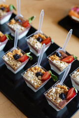 Assorted Mini Desserts and Appetizers on Catering Display