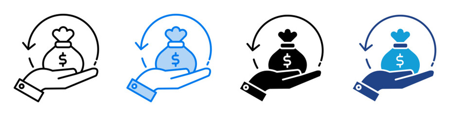 Reimbursement icon set multiple style collection