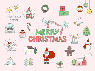 파스텔톤 크리스마스 일러스트 세트