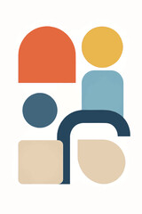 Abstract Geometric Composition with Organic Shapes and Vibrant Color Palette