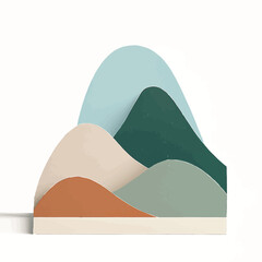 Abstract mountain range landscape illustration with soft pastel colors and clean design