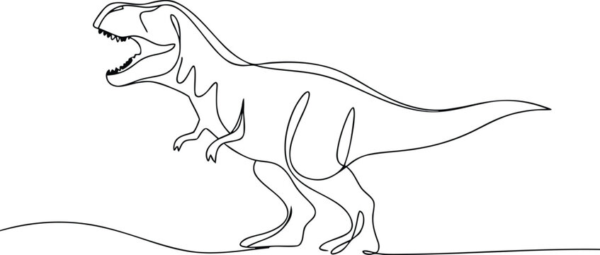 Tyrannosaurus Rex dinosaur one line drawing t rex prehistoric