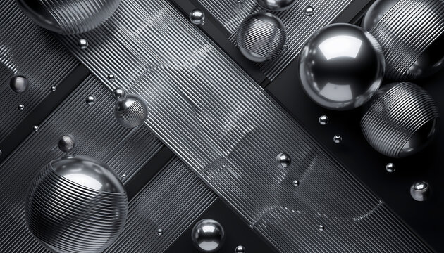 Stunning silver spheres create a modern and elegant abstract design element