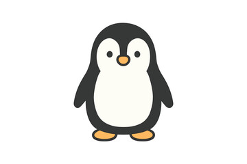 Naklejka premium Adorable cartoon penguin standing upright with simple, friendly design on white background