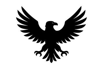 Black silhouette of a majestic eagle with wings spread wide in a heraldic pose