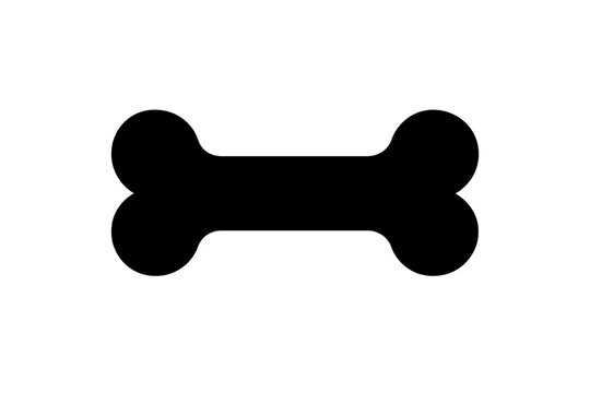 Minimalist black silhouette icon of a dog bone treat or chew toy for pets