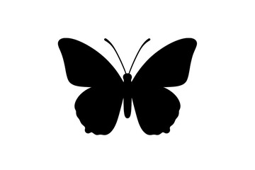 Elegant black butterfly silhouette with detailed antennae and perfectly symmetrical wings