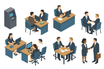 Diverse business professionals working, consulting on finance, and making corporate handshakes