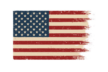 Distressed American flag with vintage texture and fading brushstroke effect