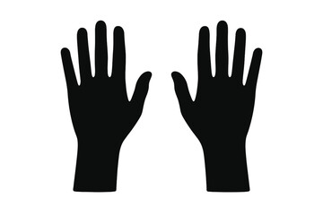 Pair of open hands raised up, palms facing forward, depicted in black silhouette