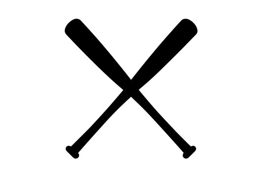 Black silhouette of two crossed baseball bats symbolizing sports competition and team spirit