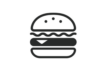 Classic hamburger sandwich with bun patty and cheese in black and white style