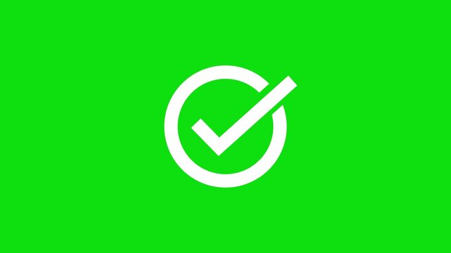Check mark button on green screen background. 4k stock video.