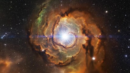 Vibrant spiral nebula with bright star at the center in deep space - Powered by Adobe