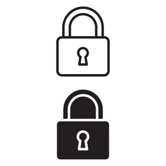 Outline and solid padlock icons symbolizing security privacy protection and safe access
