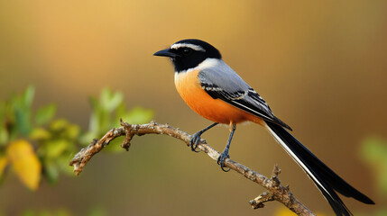 Strikingly Plumaged Bird Perched on a Branch Against a Softly Blurred Background