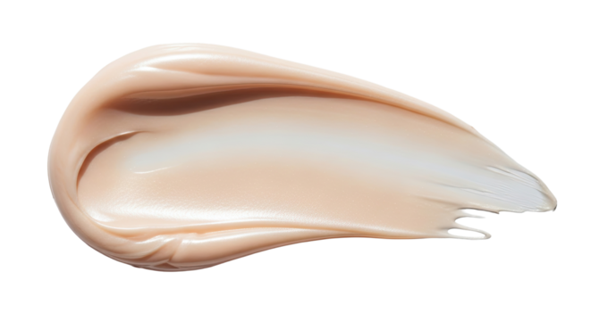 Collagen rich glossy cream smear dense luminous texture on white