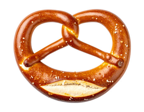 Freshly baked pretzel isolated on white background, transparent PNG