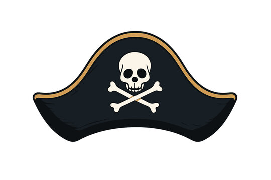 Black tricorn hat with skull and crossbones emblem