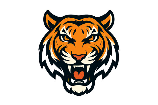 Fierce roaring tiger head mascot graphic design element