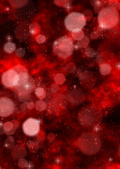 赤いキラキラ光が輝く星空