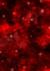 赤いキラキラ反射して輝く星空